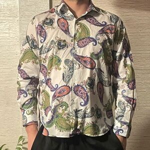 Robert Graham Blue and Green Casual Button Down Shirt